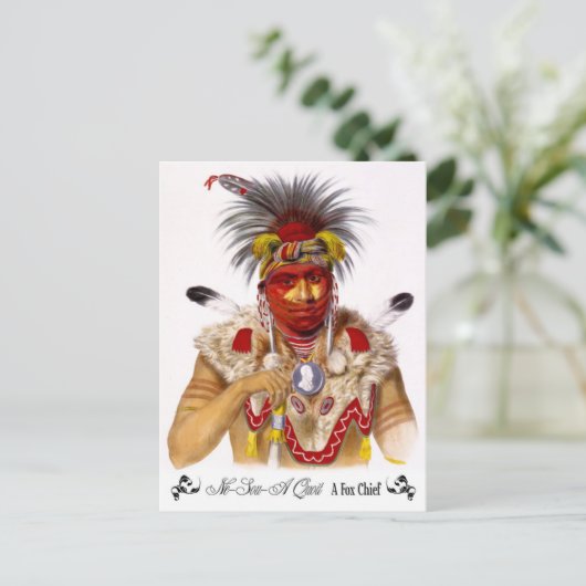 Ne-Sou-A Quoit, Fox Chief met hoofdadres Briefkaart (Staand voorkant)