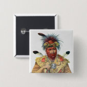 Ne-Sou-A-Quoit, Fox Chief Vierkante Button 5,1 Cm (Voorkant /achterkant)