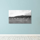 Neah Bay, WA-Uitzicht met Vissende boetfoto Canvas Afdruk (Insitu (Houten vloer))