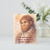 Neanderthal Portrait Watercolor Funny Postcard Feestdagenkaart (Staand voorkant)