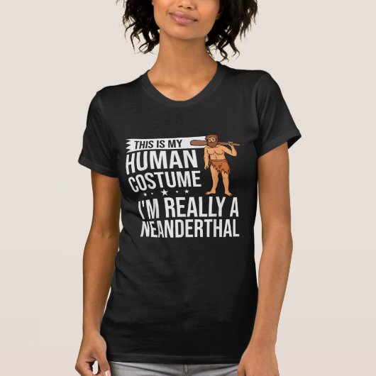Neanderthaler Caveman Woman Skull Gift T-shirt (Voorkant)