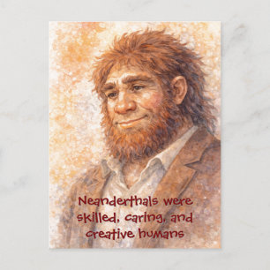 Neanderthaler Portret Aquarel Grappige Postkaart Feestdagenkaart