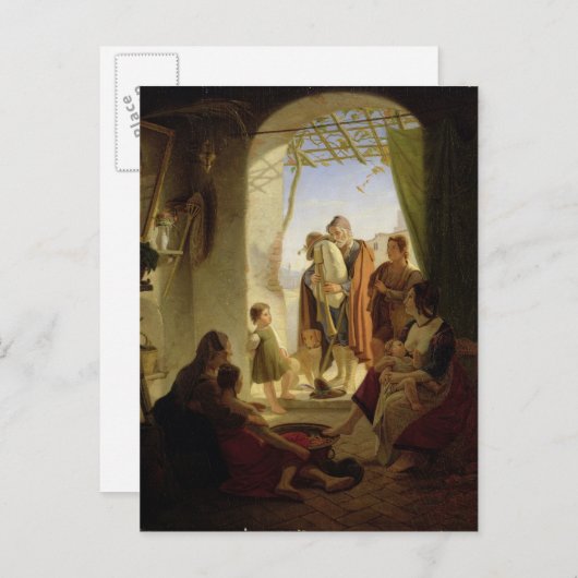 Neapolitan bagpipe player in wintry Rome, 1833 Briefkaart (Voorkant / Achterkant)