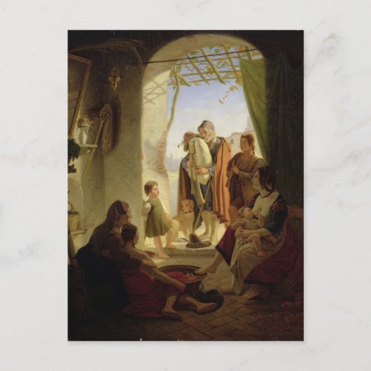 Neapolitan bagpipe player in wintry Rome, 1833 Briefkaart (Voorkant)