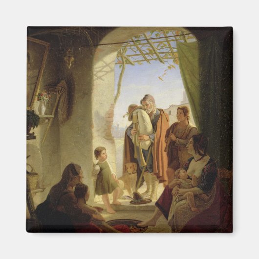Neapolitan bagpipe player in wintry Rome, 1833 Magneet (Voorkant)