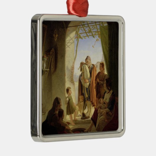 Neapolitan bagpipe player in wintry Rome, 1833 Metalen Ornament (Rechts)