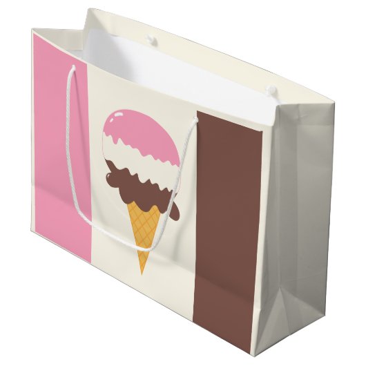 Neapolitan Ice Cream Cone Groot Cadeauzakje (Voorkant Gekanteld)