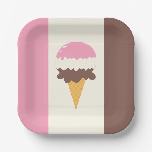 Neapolitan Ice Cream Cone Papieren Bordje (Voorkant)