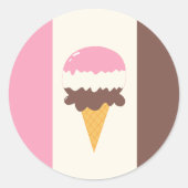 Neapolitan Ice Cream Cone Ronde Sticker (Voorkant)