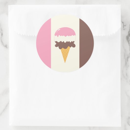 Neapolitan Ice Cream Cone Ronde Sticker (Tas)
