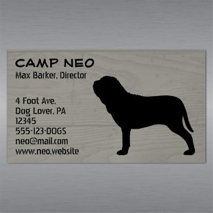 Neapolitan Mastiff Dog Silhouette Wood Grain Style Magnetisch Visitekaartje