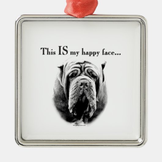 Neapolitan Mastiff Happy Face Metalen Ornament (Voorkant)