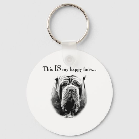 Neapolitan Mastiff Happy Face Sleutelhanger (Voorkant)