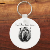 Neapolitan Mastiff Happy Face Sleutelhanger (Voorkant)