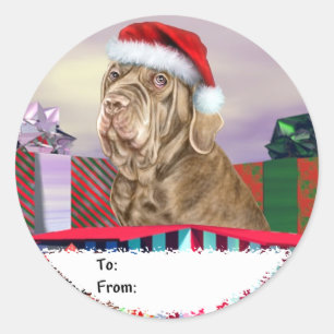 Neapolitan Mastiff-kerstcadeauLabels Ronde Sticker