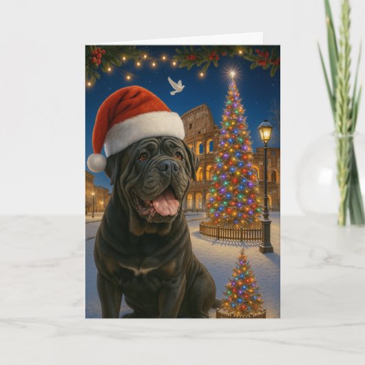 Neapolitan Mastiff Kerstkaart Feestdagen Kaart (Voorkant)