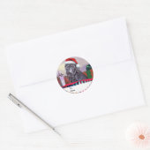 Neapolitan Mastiff-Labels met kerstblauwe cadeaus Ronde Sticker (Envelop)