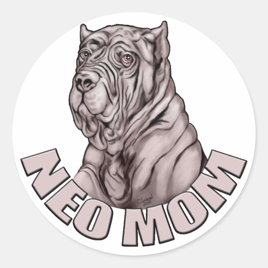 Neapolitan Mastiff Ma Black Ronde Sticker (Voorkant)