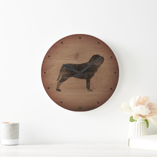 Neapolitan Mastiff Silhouette Rustic Grote Klok (Huis)