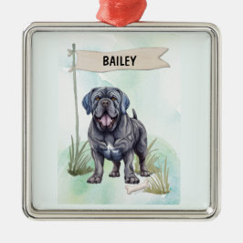 Neapolitan Mastiff Watercolor Personalized Dog Metalen Ornament