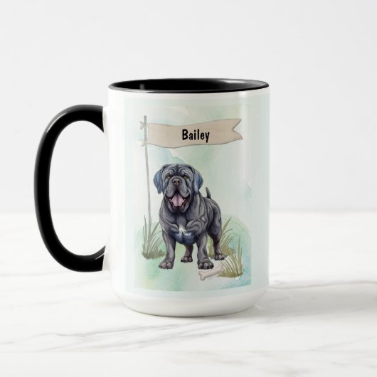 Neapolitan Mastiff Watercolor Personalized Dog Mok (Links)