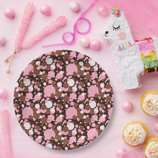 Neapolitan Stippen 04-bruine, donkerbruine PAPER B Papieren Bordje (Feest)