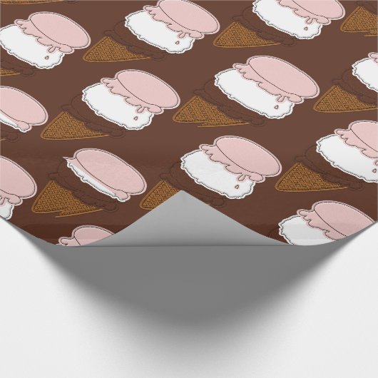 Neapolitan Stitched Ice Cream Cones 3-GIFT WRAP Cadeaupapier (Hoek)