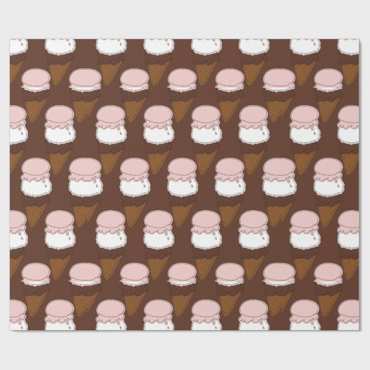 Neapolitan Stitched Ice Cream Cones 3-GIFT WRAP Cadeaupapier (Vlak)