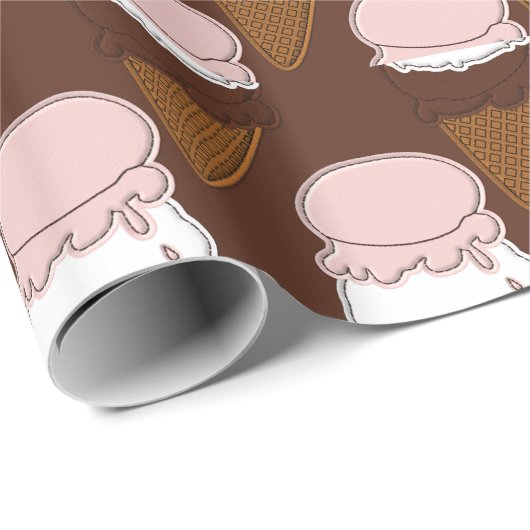 Neapolitan Stitched Ice Cream Cones 3-GIFT WRAP Cadeaupapier (Rol Hoek)