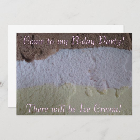 Neapolitan "Will be Ice Cream" Bday Party nodigt u Kaart (Voorkant / Achterkant)