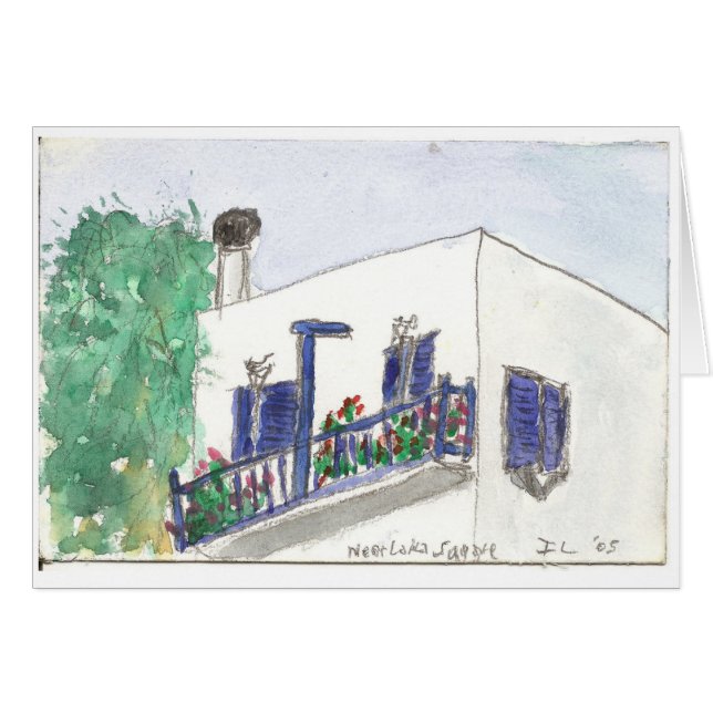 "Near Laki Square" waterverf art card (Voorkant Horizontaal)