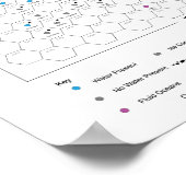 Near Space Hexagon Star-Map (witte achtergrond) Poster (Hoek)