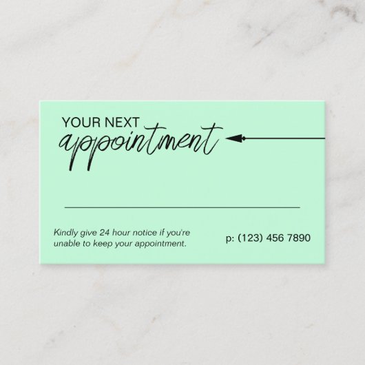 Neat Arrow Black Mint Minimal Next Appointing Afsprakenkaartje (Voorkant)