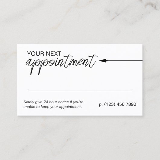 Neat Arrow Black White Minimal voor volgende afspr Afsprakenkaartje (Voorkant)
