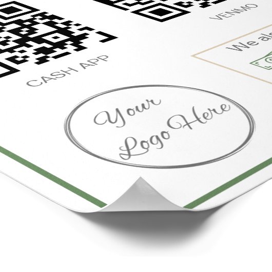 Neatral sage groen 2 QR codes zakelijke scan te be Poster (Hoek)