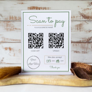 Neatral sage groen 2 QR codes zakelijke scan te be Poster