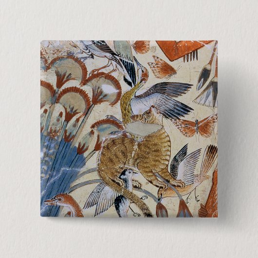 Nebamun jaagt in de marsharia met zijn vrouw vierkante button 5,1 cm (Voorkant)