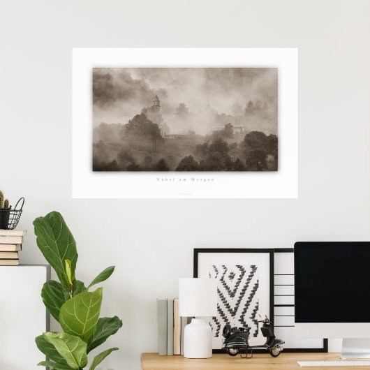 Nebel am Morgen Poster (Thuiskantoor)