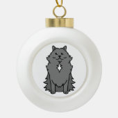 Nebelung Cat Cartoon Keramische Bal Ornament (Voorkant)
