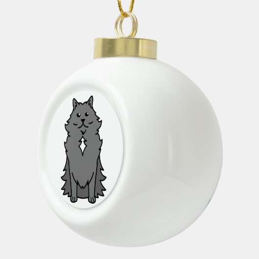 Nebelung Cat Cartoon Keramische Bal Ornament (Rechts)