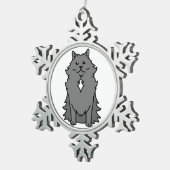 Nebelung Cat Cartoon Tin Sneeuwvlok Ornament (Rechts)
