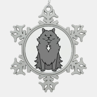 Nebelung Cat Cartoon Tin Sneeuwvlok Ornament
