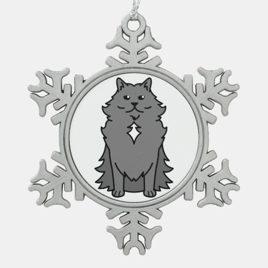 Nebelung Cat Cartoon Tin Sneeuwvlok Ornament (Voorkant)