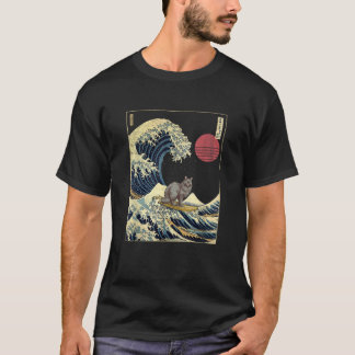 Nebelung Cat Japanese Kanagawa Wave Funny Surf Ani T-shirt