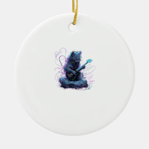 Nebelung kat speelt elektrische gitaar rock T-shir Keramisch Ornament