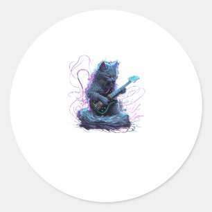 Nebelung kat speelt elektrische gitaar rock T-shir Ronde Sticker
