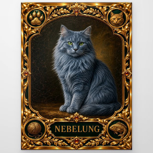Nebelung, met juwelen versierde erfstuk kunst briefkaart
