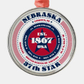 Nebraska 37e staat kerstversiering metalen ornament (Voorkant)