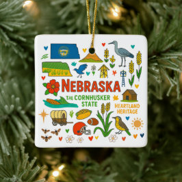 Nebraska Aangepaste Familie Reis Kerstmis Keramisch Ornament