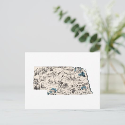 Nebraska  Afbeelding Map Nebraskan State Chart Briefkaart (Staand voorkant)